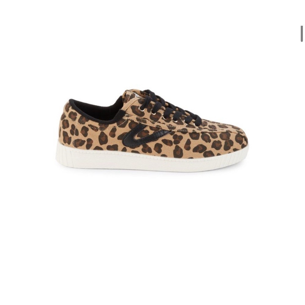 Tretorn Nylite Plus Canvas Leopard Womens 7.5 Fashion Sneakers Animal Print EUC